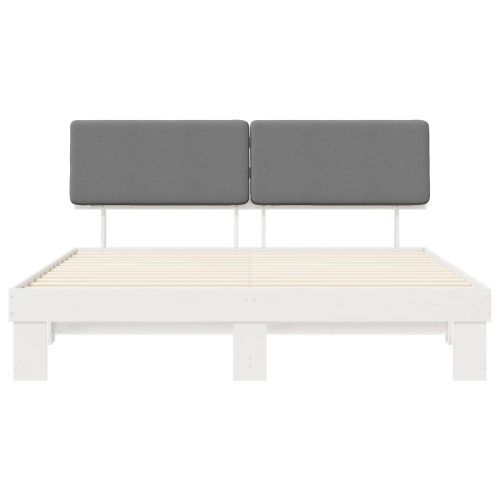 Леглова рамка с тапицирана гръбна част Светлосиво 200 x 200 cm