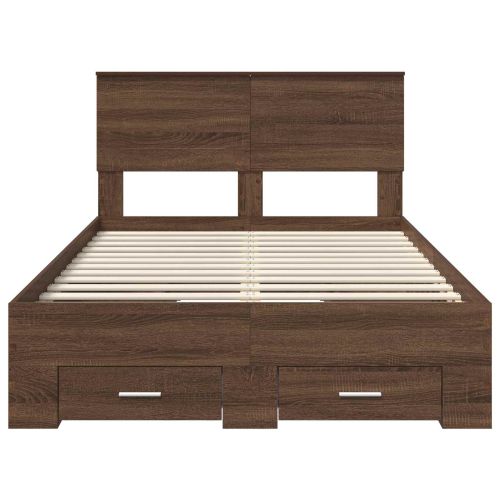 Рамка за легло Кафяв дъб и сребро 135 x 190 cm Инженерно дърво