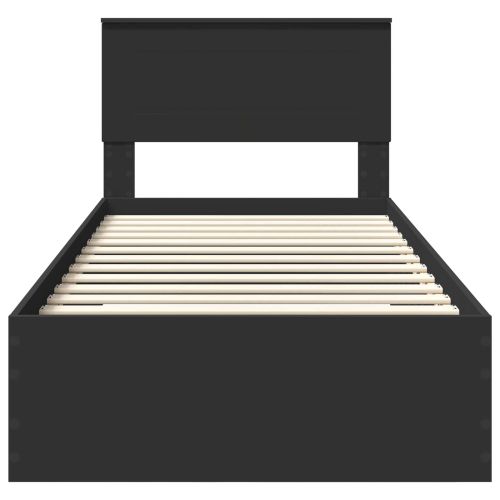 Рамка за легло Черен и сребрист 100 x 200 cm Инженерно дърво