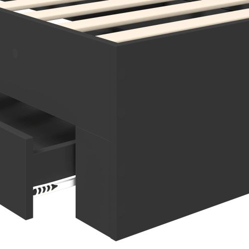 Рамка за легло Черен и сребрист 100 x 200 cm Инженерно дърво