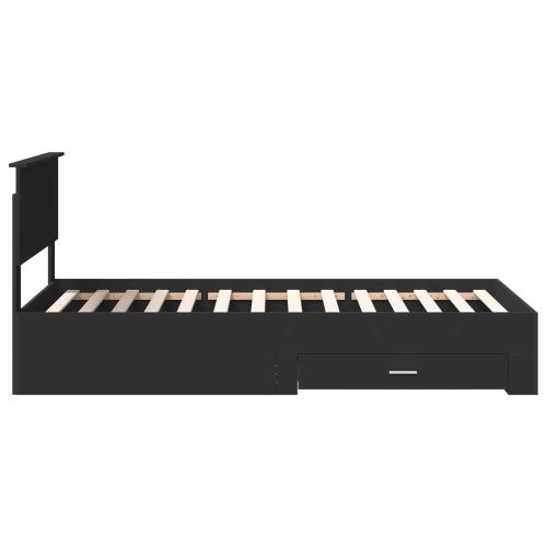 Рамка за легло Черен и сребрист 75 x 190 cm Инженерно дърво