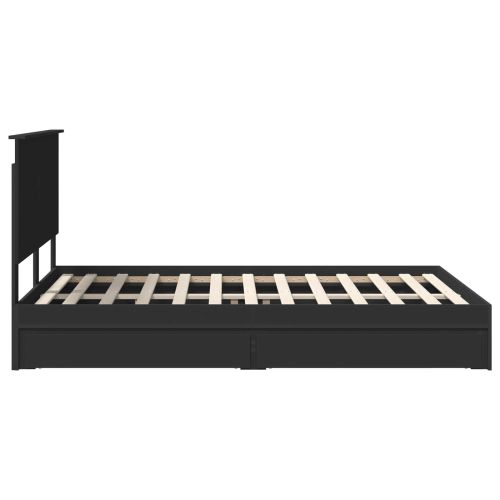 Легло с място за съхранение Черно 150 x 200 cm Инженерно дърво