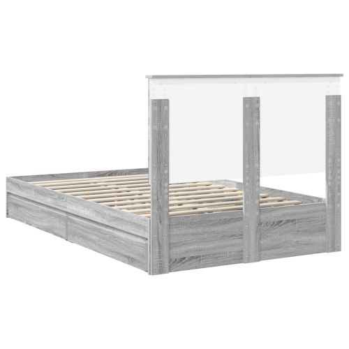 Легло с място за съхранение с таблото Сив Сонома 135 x 190 cm