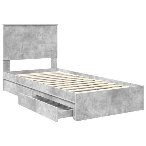 Легло с място за съхранение Циментено сиво 100 x 200 cm