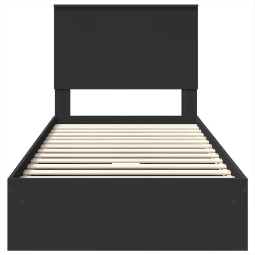 Легло с място за съхранение Черно 90 x 190 cm Инженерно дърво