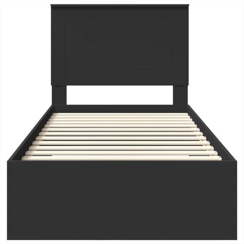 Рамка за легло Черен и сребрист 100 x 200 cm Инженерно дърво