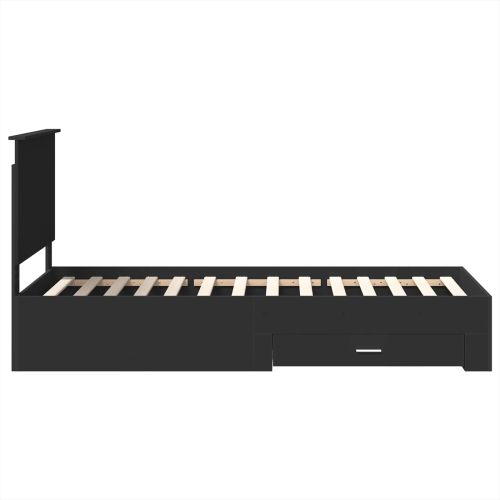 Рамка за легло Черен и сребрист 100 x 200 cm Инженерно дърво