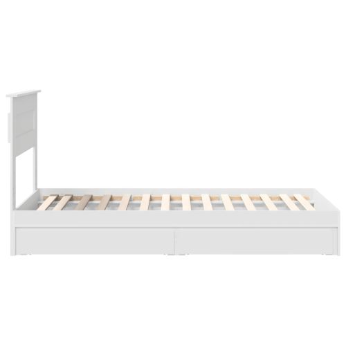 Легло с място за съхранение Бяло 90 x 190 cm Инженерно дърво