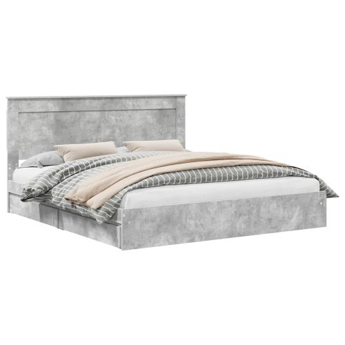 Легло с място за съхранение Циментено сиво 200 x 200 cm