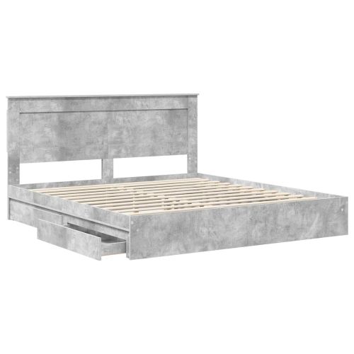 Легло с място за съхранение Циментено сиво 180 x 200 cm