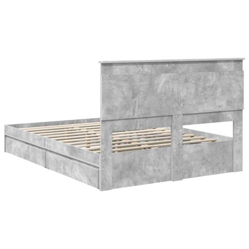 Легло с място за съхранение Циментено сиво 140 x 190 cm