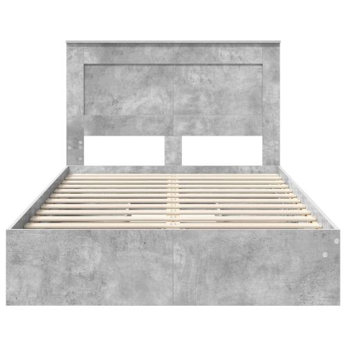 Легло с място за съхранение Циментено сиво 135 x 190 cm