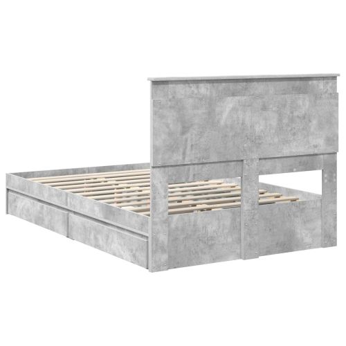 Легло с място за съхранение Циментено сиво 135 x 190 cm