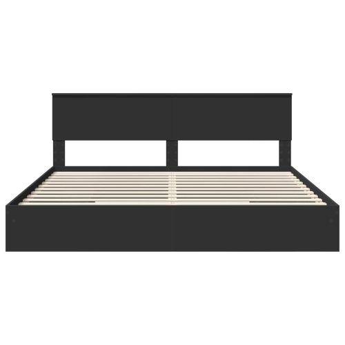 Легло с място за съхранение Черно 200 x 200 cm Инженерно дърво