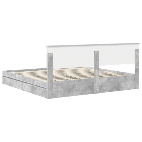 Легло с място за съхранение Циментено сиво 200 x 200 cm