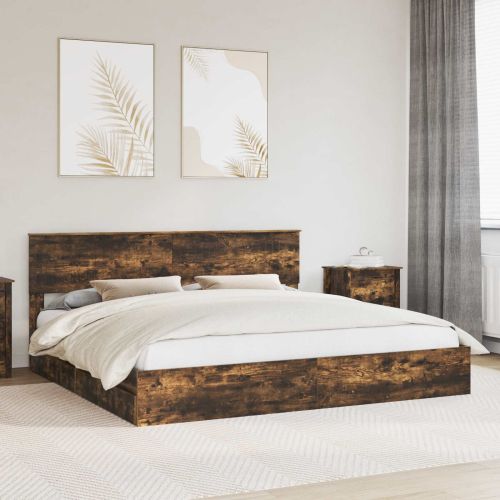 Легло с място за съхранение с таблото Димян дъб 200 x 200 cm