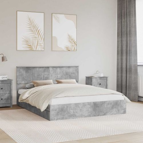 Легло с място за съхранение Циментено сиво 160 x 200 cm