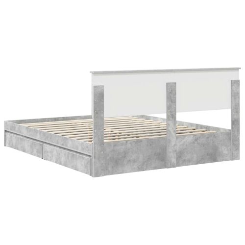 Легло с място за съхранение Циментено сиво 160 x 200 cm