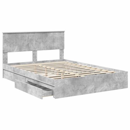 Легло с място за съхранение Циментено сиво 140 x 190 cm