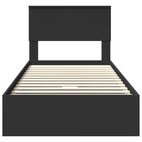 Легло с място за съхранение Черно 90 x 190 cm Инженерно дърво