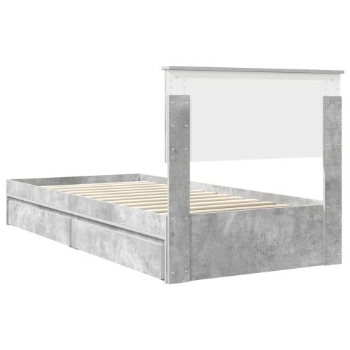 Легло с място за съхранение Циментено сиво 90 x 190 cm