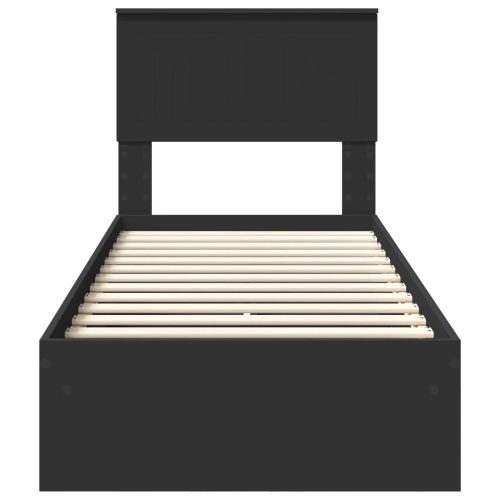 Легло с място за съхранение Черно 75 x 190 cm Инженерно дърво