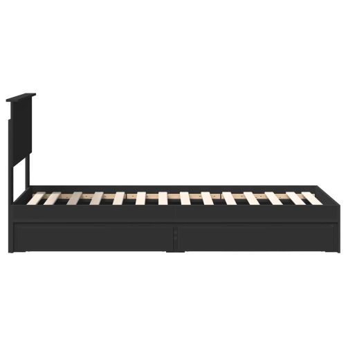 Легло с място за съхранение Черно 75 x 190 cm Инженерно дърво