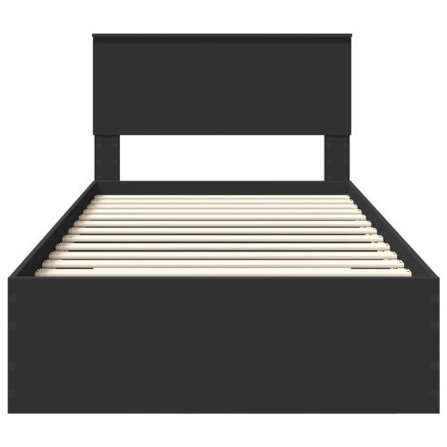 Рамка за легло Черен и сребрист 100 x 200 cm Инженерно дърво