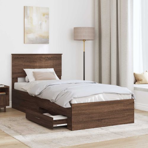 Рамка за легло Кафяв дъб и сребро 90 x 190 cm Инженерно дърво