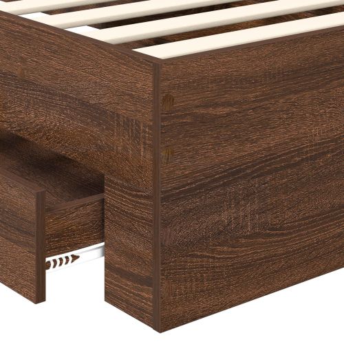 Рамка за легло Кафяв дъб и сребро 90 x 190 cm Инженерно дърво