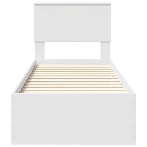 Рамка за легло Бяло и сребро 75 x 190 cm Инженерно дърво