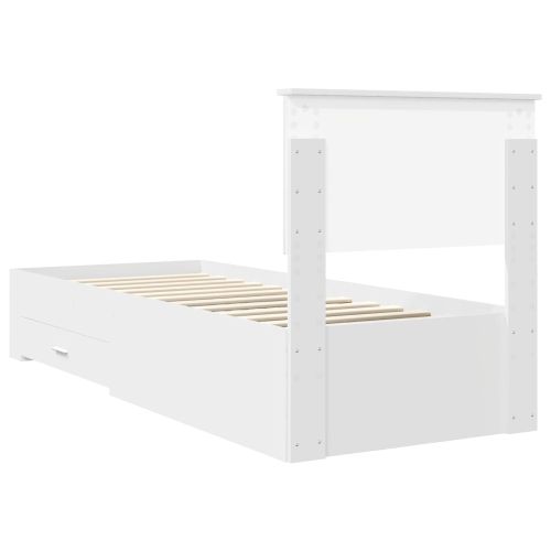 Рамка за легло Бяло и сребро 75 x 190 cm Инженерно дърво