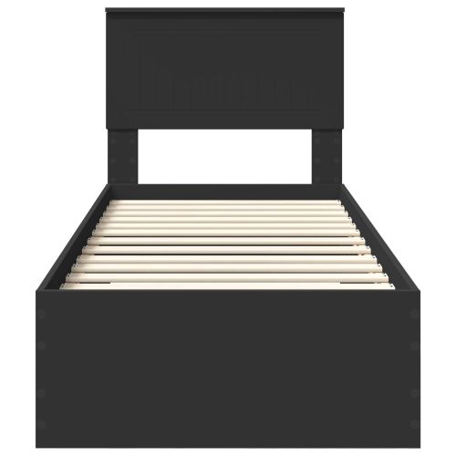 Рамка за легло Черен и сребрист 75 x 190 cm Инженерно дърво