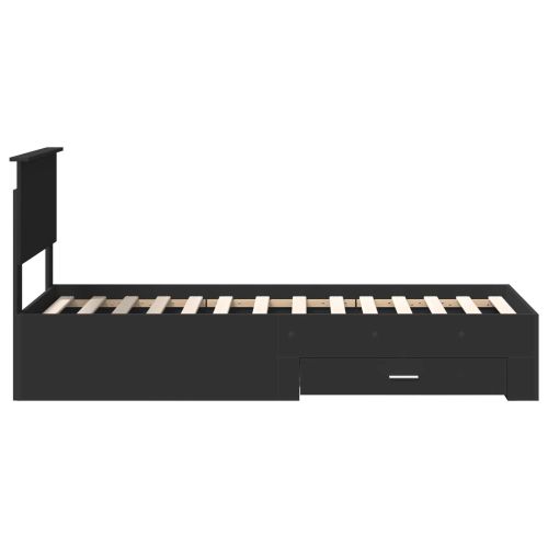 Рамка за легло Черен и сребрист 75 x 190 cm Инженерно дърво