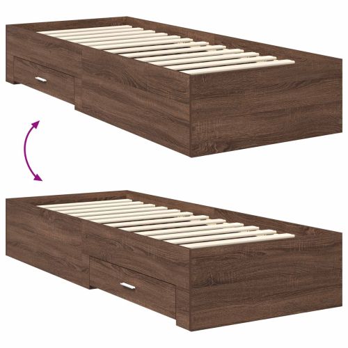 Рамка за легло Кафяв дъб и сребро 75 x 190 cm Инженерно дърво