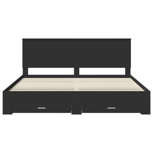 Рамка за легло Черен и сребрист 200 x 200 cm Инженерно дърво