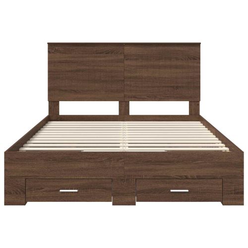 Рамка за легло Кафяв дъб и сребро 135 x 190 cm Инженерно дърво