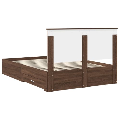 Рамка за легло Кафяв дъб и сребро 135 x 190 cm Инженерно дърво