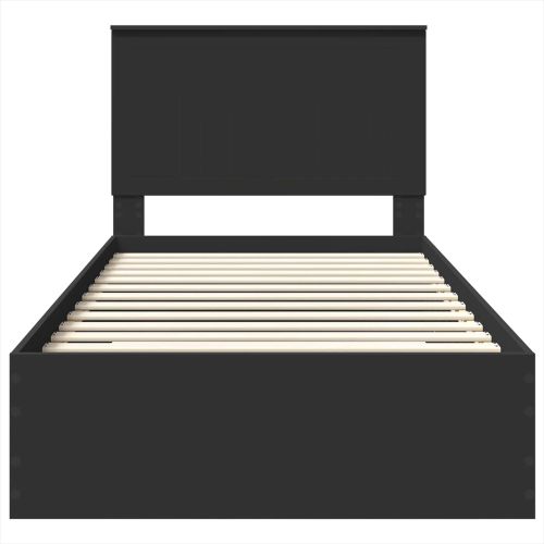 Рамка за легло Черен и сребрист 100 x 200 cm Инженерно дърво