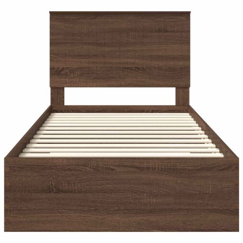 Рамка за легло Кафяв дъб и сребро 100 x 200 cm Инженерно дърво