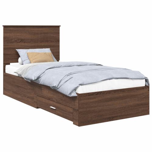 Рамка за легло Кафяв дъб и сребро 90 x 190 cm Инженерно дърво