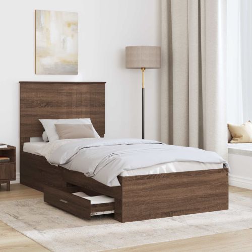 Рамка за легло Кафяв дъб и сребро 90 x 190 cm Инженерно дърво