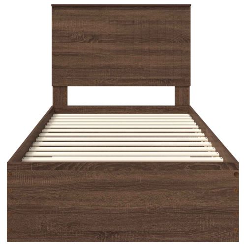 Рамка за легло Кафяв дъб и сребро 90 x 190 cm Инженерно дърво