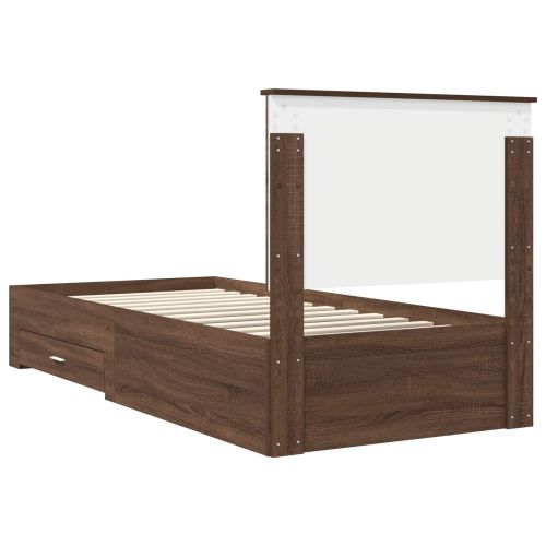 Рамка за легло Кафяв дъб и сребро 90 x 190 cm Инженерно дърво