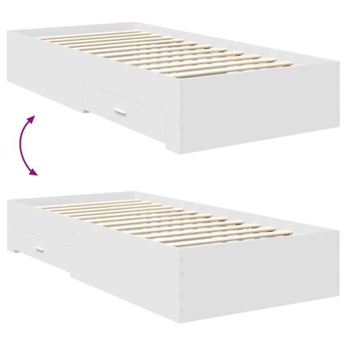 Рамка за легло Бяло и сребро 75 x 190 cm Инженерно дърво
