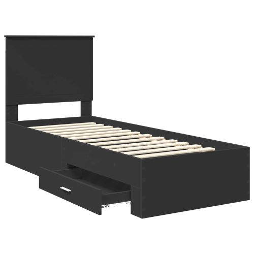 Рамка за легло Черен и сребрист 75 x 190 cm Инженерно дърво