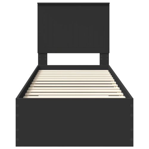 Рамка за легло Черен и сребрист 75 x 190 cm Инженерно дърво