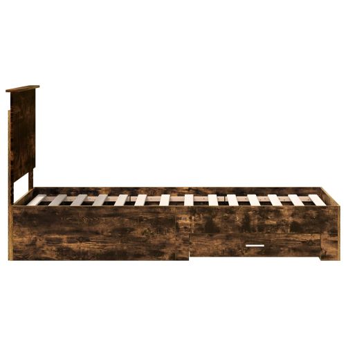 Рамка за легло Опушен дъб и сребро 75 x 190 cm Инженерно дърво