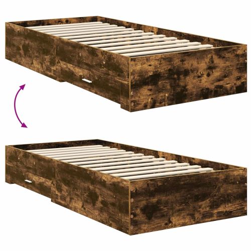 Рамка за легло Опушен дъб и сребро 75 x 190 cm Инженерно дърво