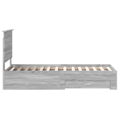 Рамка за легло Сив Сонома и сребро 75 x 190 cm Инженерно дърво